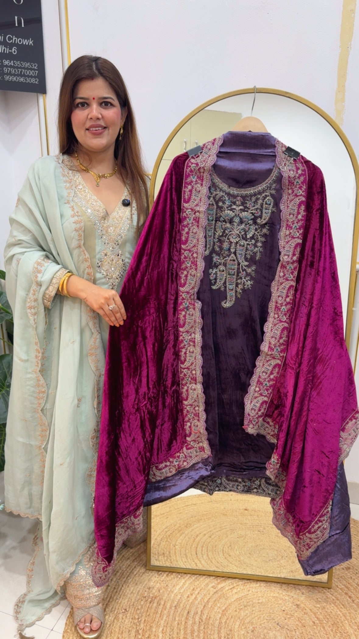 Winter special pure premium velvet full work along with pure velvet dupatta and pure velvet bottom GF 755